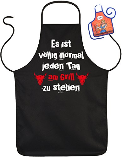 Rahmenlos - Delantal, diseño con texto en alemán "Es ist völlig normal jeden Tag am Grill zu stehen"