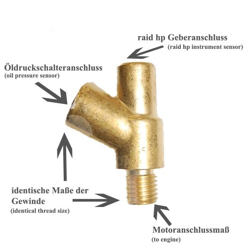 Raid hp 660429 - Adaptador de rosca en Y para montaje de sensor de presión de aceite (M10 x 1)