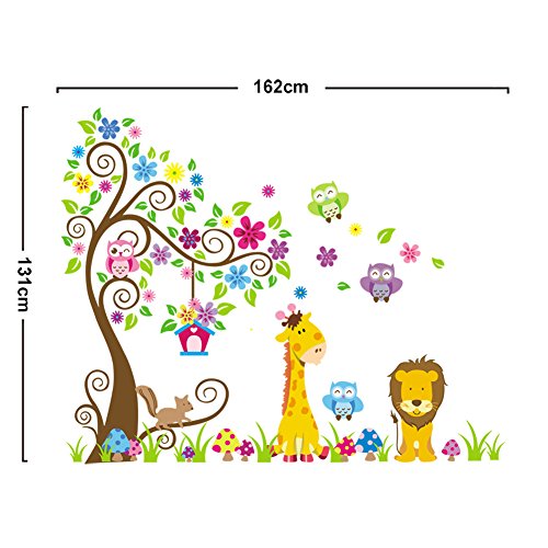 Rainbow Fox - Jungle Zoo:Búho sobre el árbol con jirafa y león entre los niños y para los niños.