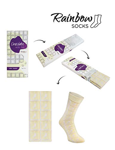 Rainbow Socks - Hombre Mujer Calcetines Barra de Chocolate Graciosos - 1 Par - Chocolate Blanco - Talla 36-40