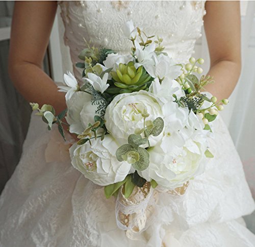 Ramo de peonías artificiales Amkun. Flores de seda para decoración del hogar o bodas, 1 unidad