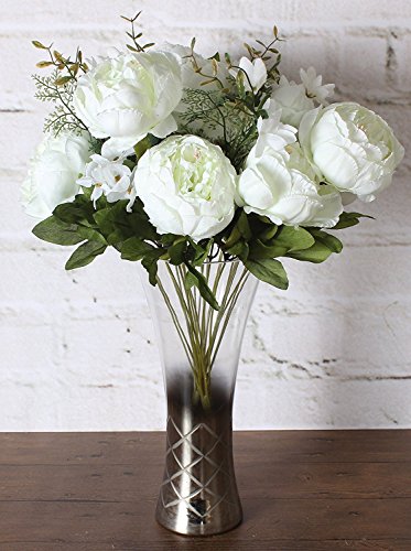 Ramo de peonías artificiales Amkun. Flores de seda para decoración del hogar o bodas, 1 unidad