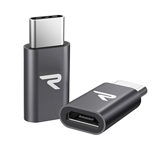 Rampow Adaptador Micro USB a Tipo C Aluminio Duradero, Adaptador Micro USB C-Garantía de por Vida-Compatible para HTC 10U11LG G6OnePlus 235 Sony Xperia XZ,Samsung Galaxy S8/S9,Gris Espacial-2 Unidades