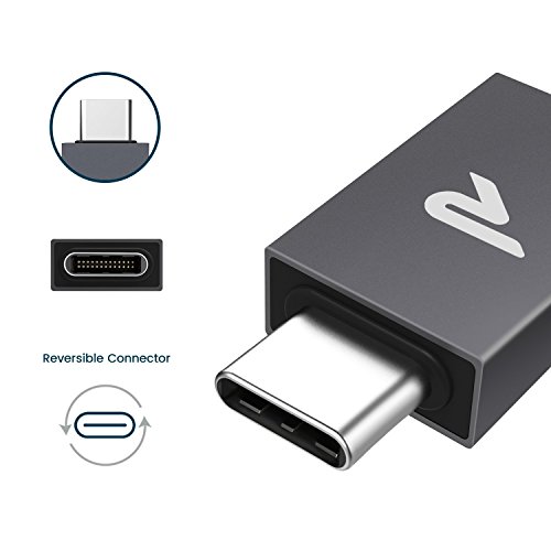 Rampow Adaptador USB Tipo C a USB 3.1[OTG] Aluminio Adaptador -Garantía de por Vida- Compatible para MacBook Pro 2016/2017, Huawei, Samsung, ChromeBook Pixel y dispositivos con USB C - Gris,2 Unidades