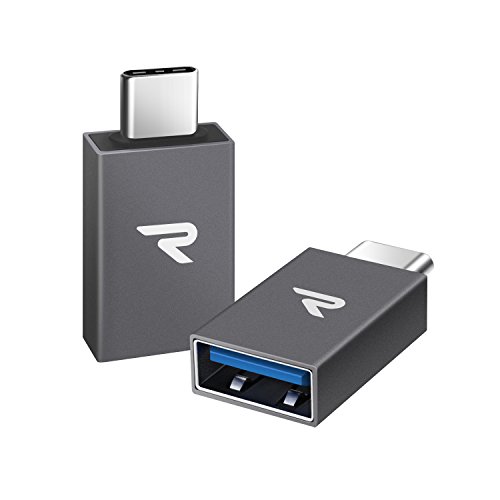 Rampow Adaptador USB Tipo C a USB 3.1[OTG] Aluminio Adaptador -Garantía de por Vida- Compatible para MacBook Pro 2016/2017, Huawei, Samsung, ChromeBook Pixel y dispositivos con USB C - Gris,2 Unidades