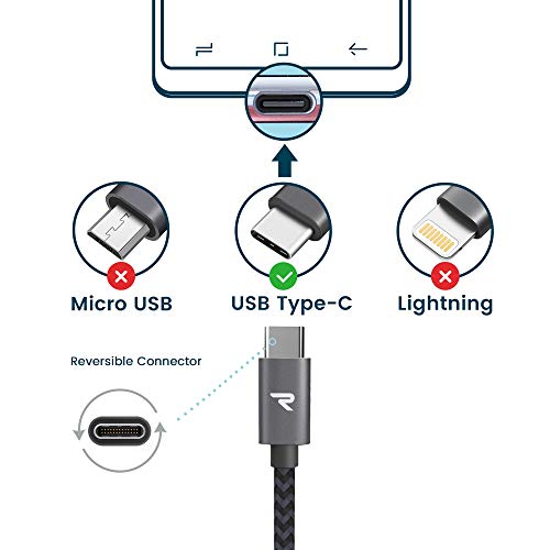 Rampow Cable USB Tipo C a USB A 3.0 Cable USB C Nylon Duradero-Garantía de por Vida-[USB C 3.1 Gen 1] Compatible con Samsung Note 9/S9/S8, HTC 10/U11/U12+, LG G5/G6, Sony Xperia XZ-Gris Espacial 2M