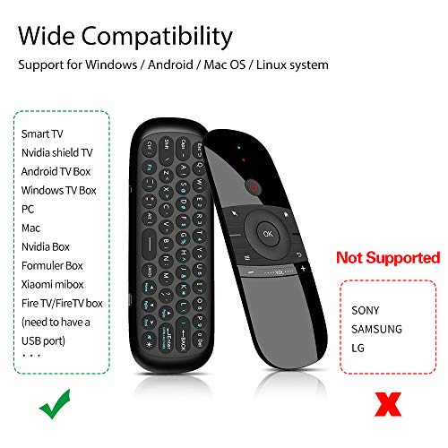 Ratón de Aire, Teclado Inalámbrico y Ratón para Android TV Box, Smart TV, Ordenador, portátil, proyector, HTPC, IPTV, Reproductor Multimedia