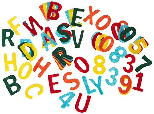 Rayher 5324549 - Adornos de Letras y números (Fieltro, 5 Colores, 4 cm, 230 Unidades)