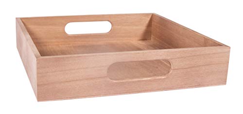 Rayher 62957505 - Bandeja de madera FSC 100%, natural, 24 x 24 x 5 cm