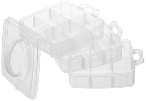 Rayher Caja clasificada con asa, Surtido, 15,5x15,5x12,9 cm, 3x6 Compartimentos