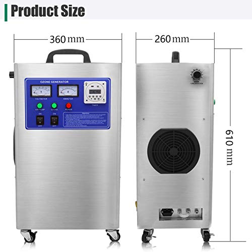 Raymonj 12g/h Generador de ozono Industrial Máquina de ozono Desinfección Purificador de Aire para Tratamiento de Agua, Alimentos, fábrica