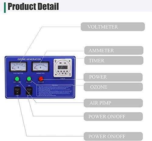 Raymonj 12g/h Generador de ozono Industrial Máquina de ozono Desinfección Purificador de Aire para Tratamiento de Agua, Alimentos, fábrica