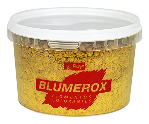 Rayt 1180-71 Blumerox Polvo para Interiores y Exteriores Cemento Blanco o Gris, Cal y Yeso. Altísimo Poder colorante. Pigmentos de Primera Calidad. Color Amarillo 02, 450gr