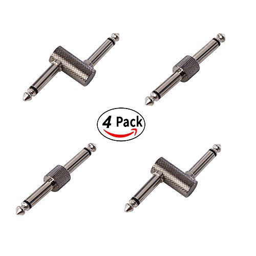 Rayzm Conector de guitarra de pedal, 6.35mm (1/4") Pedal de Efecto para Pedal Acoplador, Adaptador de enchufe para table de pedal de Guitarra, Pack de 4 (S+Z)