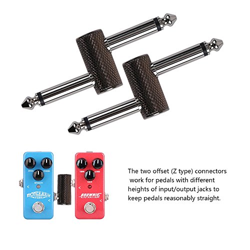 Rayzm Conector de guitarra de pedal, 6.35mm (1/4") Pedal de Efecto para Pedal Acoplador, Adaptador de enchufe para table de pedal de Guitarra, Pack de 4 (S+Z)