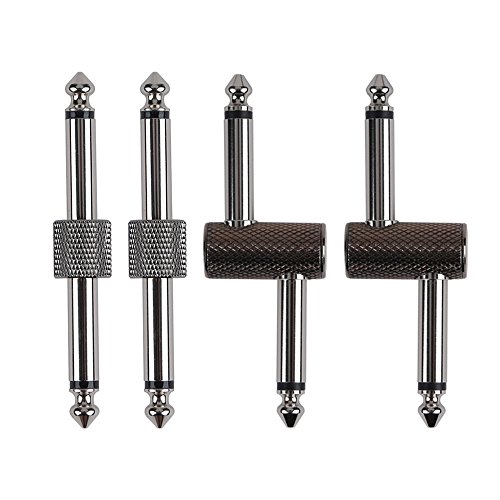 Rayzm Conector de guitarra de pedal, 6.35mm (1/4") Pedal de Efecto para Pedal Acoplador, Adaptador de enchufe para table de pedal de Guitarra, Pack de 4 (S+Z)