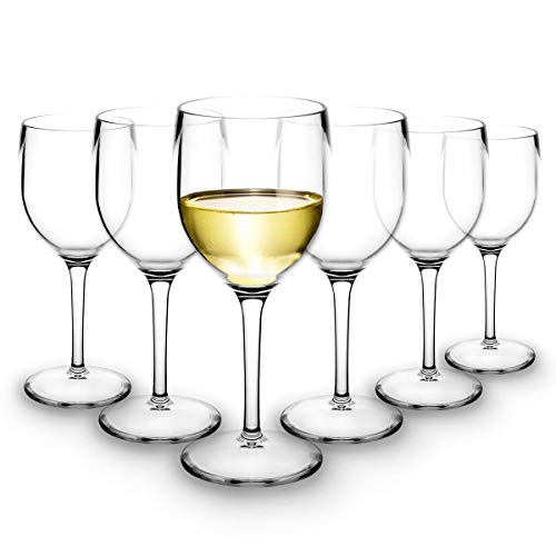 RB Copas de Vino Blanco Plástico Premium Irrompible Reutilizable 20cl, Set de 6