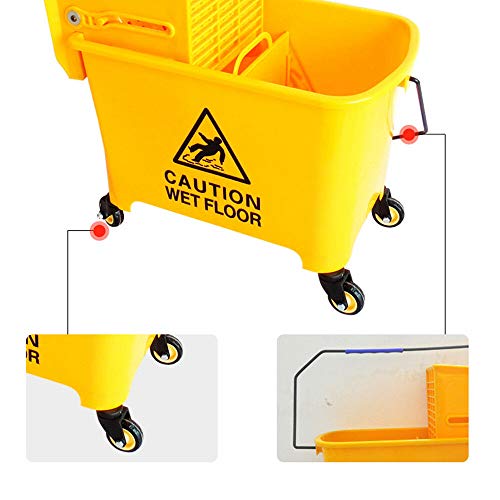 RDFlame 20L Mop Carro de limpieza con Prensa Capacidad Carro de Limpieza para Escaleras y Pisos Plástico Amarillo