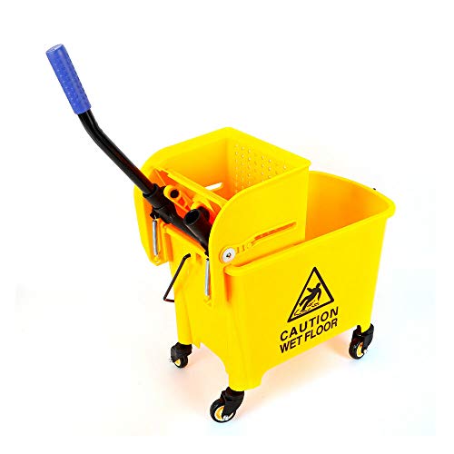 RDFlame 20L Mop Carro de limpieza con Prensa Capacidad Carro de Limpieza para Escaleras y Pisos Plástico Amarillo