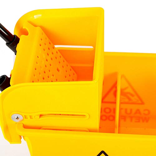 RDFlame 20L Mop Carro de limpieza con Prensa Capacidad Carro de Limpieza para Escaleras y Pisos Plástico Amarillo