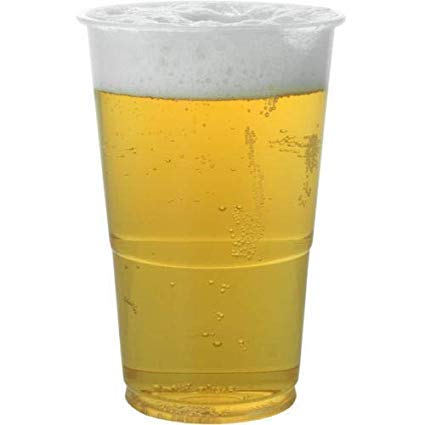 REAL ACCESSORIES 100 vasos de cerveza desechables de plástico transparente y fuerte, 1/2 de media pinta de cerveza, ideal para cualquier copa de fiesta, todo tipo de eventos y celebraciones.