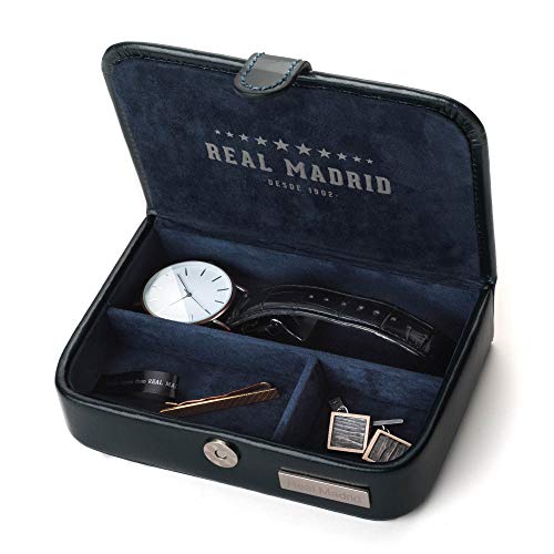 Real Madrid - Estuche de Viaje Hecho a Mano con Piel Pequeños Accesorios. Color Azul RMJ-80008