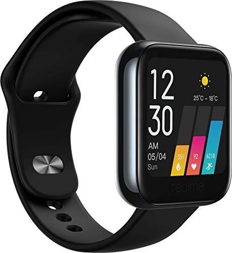 realme Watch - Smartwatch, pantalla de 1.4", mide frecuencia cardíaca PPG y saturación de oxígeno en la sangre (SpO2), 14 modos deportivos, batería de 160mAh (7 a 9 días duración) - Color Negro