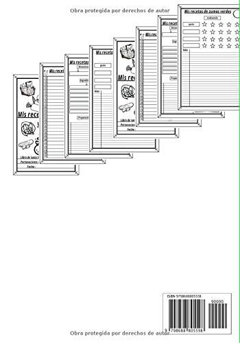 Recetas personales zumo verde: Cuaderno que debe ser llenado para guardar tus cócteles de salud favoritos. o recupera tu estado físico y mental con tus recetas de zumo verde / fruta.