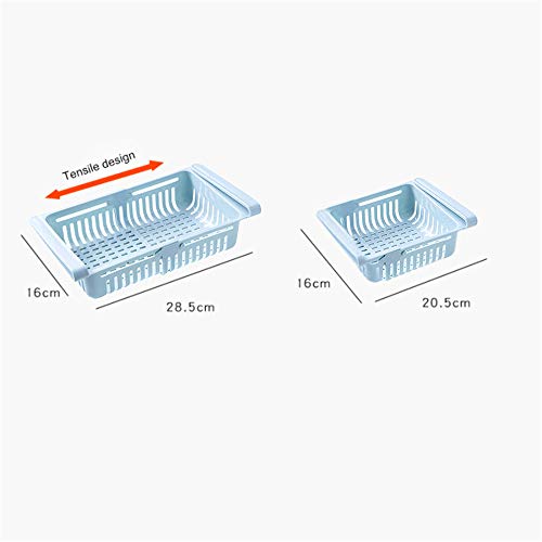 Refrigerador Contenedores retráctil de Almacenamiento Frigorífico nevera Organizador cajas del estante con ranura herramienta Frigorífico para Clasificación de Alimentos, bebidas, frutas (blue)