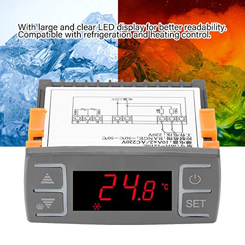 Regulador de temperatura Regulador de calibración de termostato universal MH1210E con sensor NTC AC 220V Termostato para fermentación Escotilla Congelador Termostato de calefacción y refrigeración -50