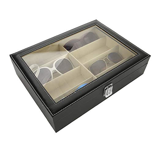 Rejillas de gafas de almacenaje Caja, 8 rejillas – caja de almacenaje para gafas o gafas de sol vitrina de almacenamiento piel sintética