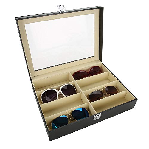 Rejillas de gafas de almacenaje Caja, 8 rejillas – caja de almacenaje para gafas o gafas de sol vitrina de almacenamiento piel sintética