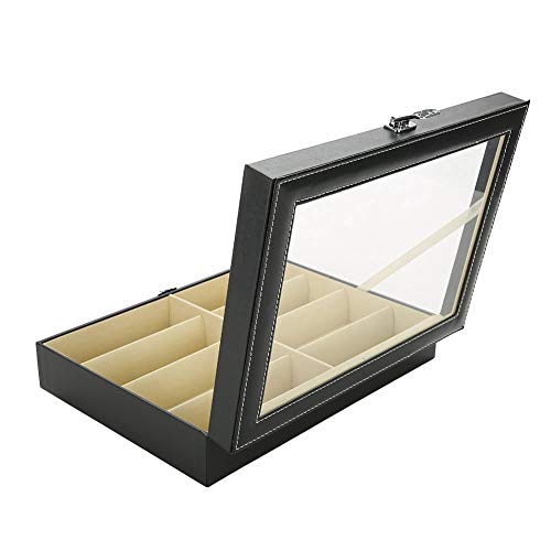 Rejillas de gafas de almacenaje Caja, 8 rejillas – caja de almacenaje para gafas o gafas de sol vitrina de almacenamiento piel sintética