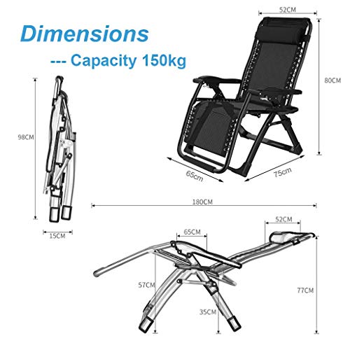 Relajante para Silla reclinable con Tumbona, Tumbona y portavasos | Sillas de jardín Plegables para Exterior con cojín Acolchado y reposapiés | Sillones para Salas de Estar Lazy Boy, Gris