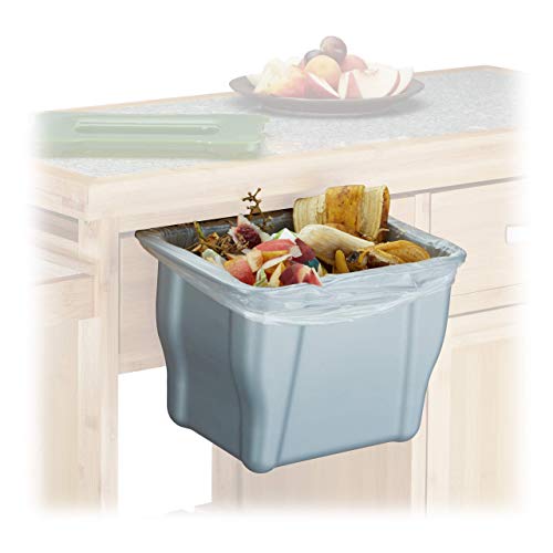 Relaxdays 10021757 Cubo de Basura para la Cocina, Residuos Orgánicos, con Tapa, 5 L, 17.5 x 24.7 x 18.5 cm, 1 Ud, Antracita