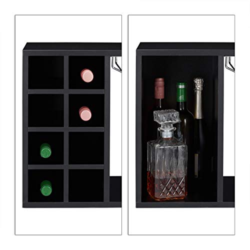 Relaxdays Botellero para 8 Botellas de Vino, Soporte Copas de Cristal, Tablero Aglomerado, 1 Ud, 42x52x28 cm, Negro