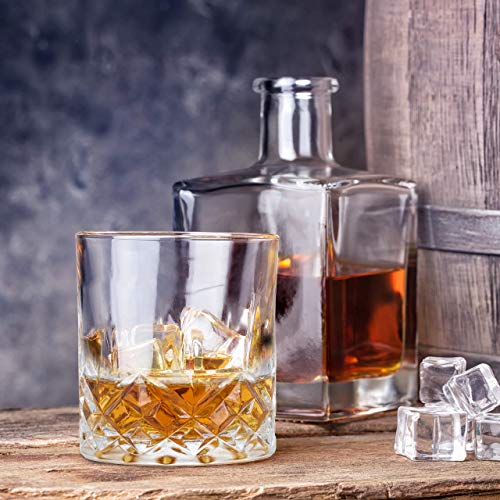 Relaxdays Set de 4 vasos de whisky, 200 ml, Cristal, Diseño elegante, Transparente