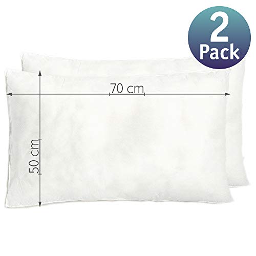 Relleno cojín 50x70 | Relleno almohada. Relleno de fibra hueca, hipoalergénico, indeformable y lavable. 100% poliéster. Varias medidas. (50 x 70 / Pack 2)