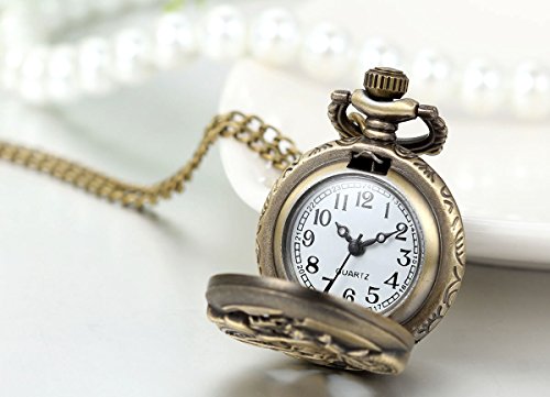 Reloj de bolsillo estilo vintage, con diseño de motocicleta, de JewelryWe - Con movimiento de cuarzo y cadena incluida, ideal también como collar