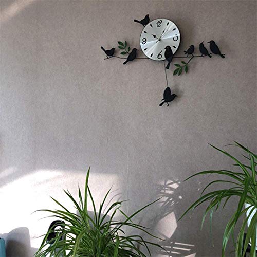 Reloj de Pared Inicio Jardín de aves relojes de mesa, Nordic decorativo Hierro forjado reloj de pared de la sala de estar creativo arte de la manera Reloj simple colgantes for pájaros reloj local Wall