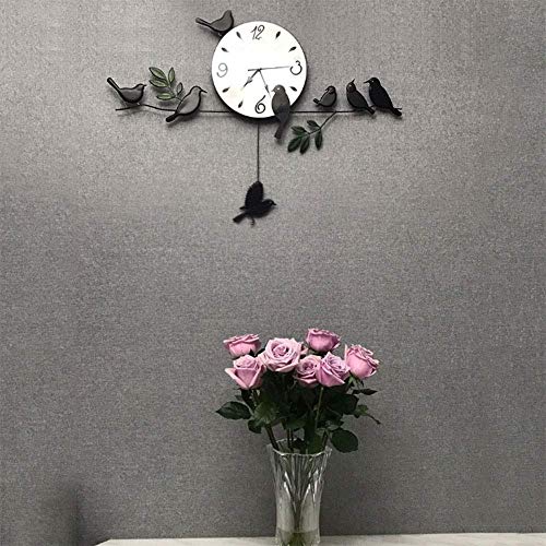 Reloj de Pared Inicio Jardín de aves relojes de mesa, Nordic decorativo Hierro forjado reloj de pared de la sala de estar creativo arte de la manera Reloj simple colgantes for pájaros reloj local Wall