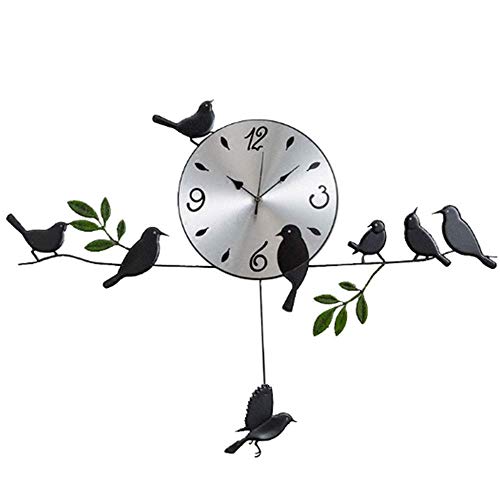 Reloj de Pared Inicio Jardín de aves relojes de mesa, Nordic decorativo Hierro forjado reloj de pared de la sala de estar creativo arte de la manera Reloj simple colgantes for pájaros reloj local Wall