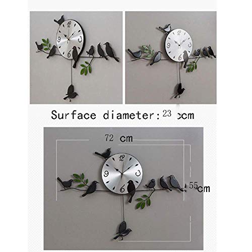 Reloj de Pared Inicio Jardín de aves relojes de mesa, Nordic decorativo Hierro forjado reloj de pared de la sala de estar creativo arte de la manera Reloj simple colgantes for pájaros reloj local Wall