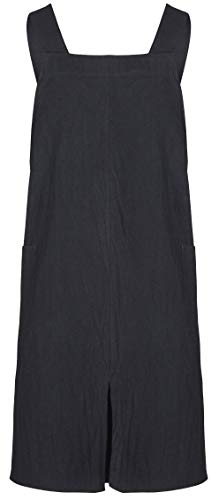 ReLU House Delantales de algodón lavado suave de gran tamaño para mujer con 2 bolsillos (tamaño grande, negro)