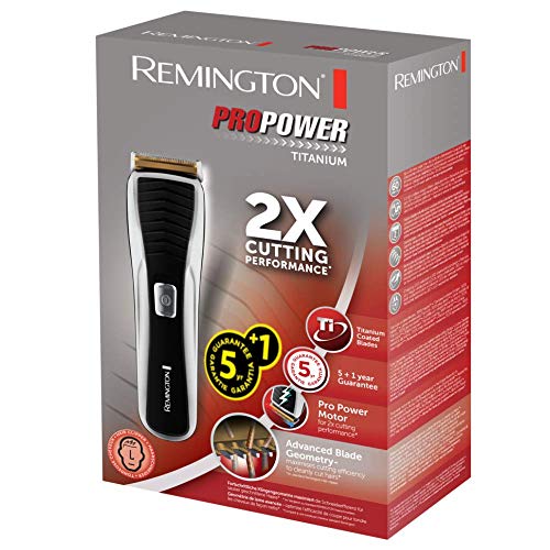 Remington Pro Power Titanium HC7130 Máquina de Cortar Pelo, Cuchillas de Titanio, Recargable, Negro