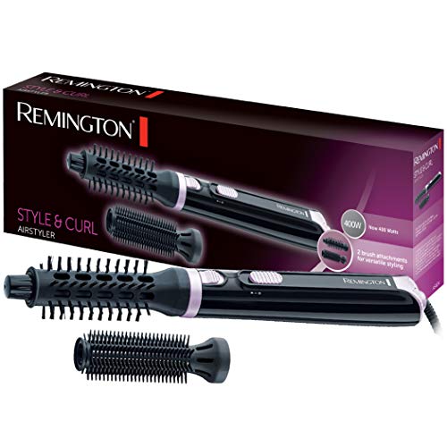 Remington Style & Curl AS404 Moldeador de Aire Caliente, 400 W, Cepillo Redondo y Cepillo de Cerdas, Negro y Rosa