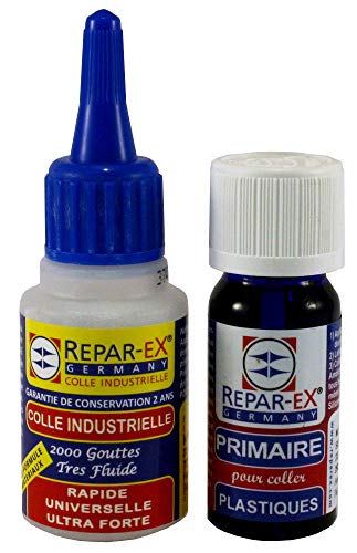 Repar-ex - Adhesivo industrial fuerte para todas las superficies. Botella de 20 grs. Pegamento resistente profesional de primera calidad con 1 punta de repuesto y 1 pipeta de precisión.