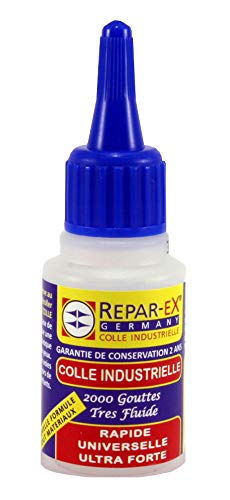 Repar-ex - Adhesivo industrial fuerte para todas las superficies. Botella de 20 grs. Pegamento resistente profesional de primera calidad con 1 punta de repuesto y 1 pipeta de precisión.