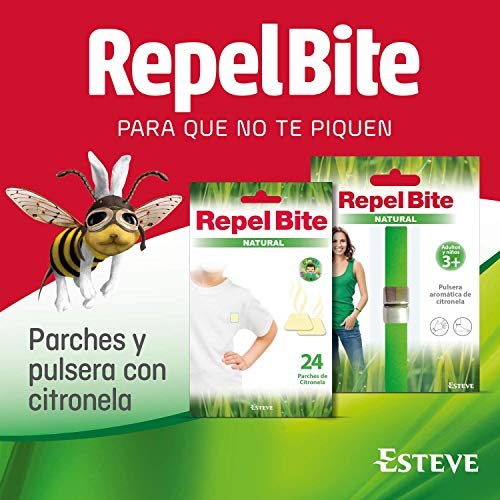 REPEL BITE NATURAL 24 parches repelentes CITRONELA. Protección más natural. Acción hasta 8-12 horas. Para niños y adultos con la piel más sensible.