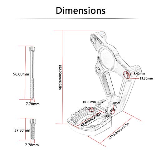 Reposapiés Plegable Pasajero Reposapiés Trasero CNC Aluminio para Honda XADV X-ADV 750 | X-ADV 300 | X-ADV 1000 2017 2018 2019 2020（Negro+Titanio）